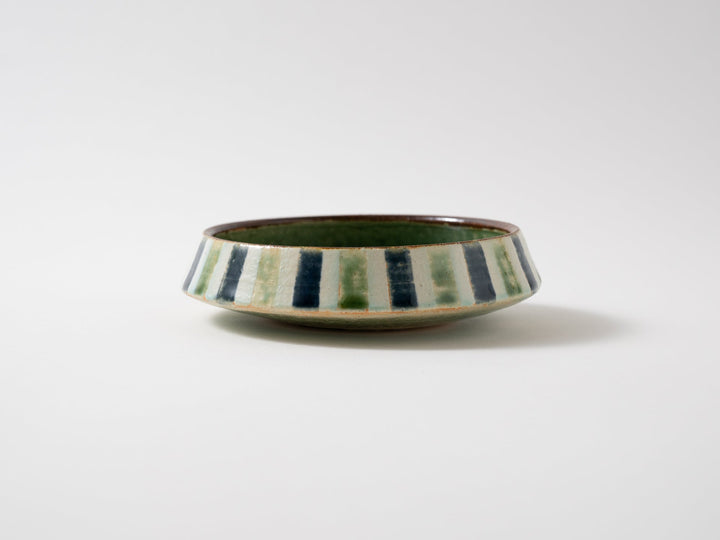 Barley Straw Pattern Dora Bowl (LapisLazuli Oribe) - Crafted By Kanae Nomura
