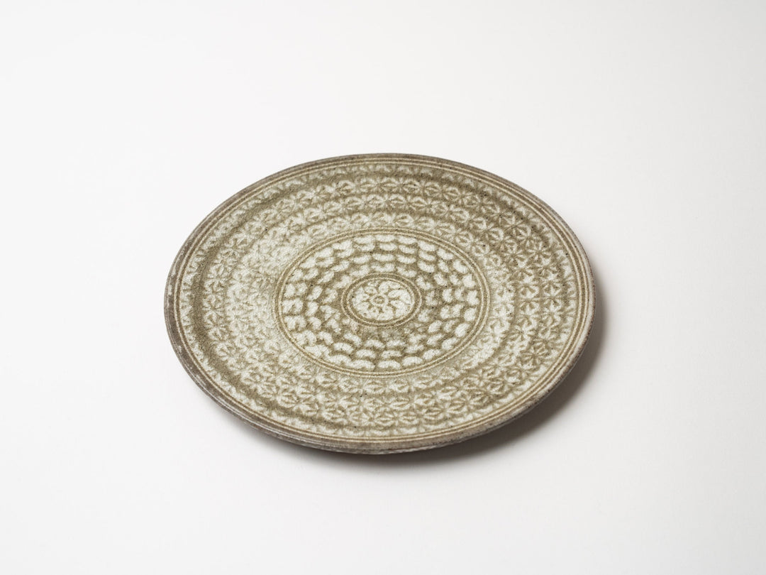 Glass Glazed Mishima hand 19cm Plate - Crafted By Hideki Yamamoto