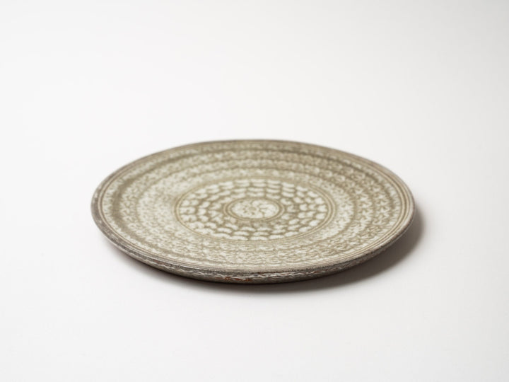 Glass Glazed Mishima hand 19cm Plate - Crafted By Hideki Yamamoto