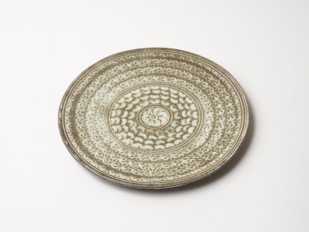 Glass Glazed Mishima hand 19cm Plate - Crafted By Hideki Yamamoto