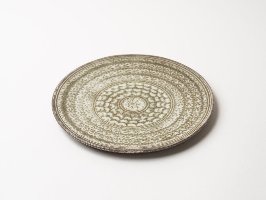 Glass Glazed Mishima hand 19cm Plate - Crafted By Hideki Yamamoto