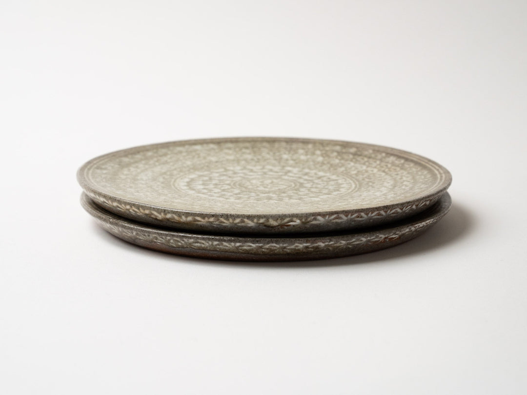 Glass Glazed Mishima hand 19cm Plate - Crafted By Hideki Yamamoto
