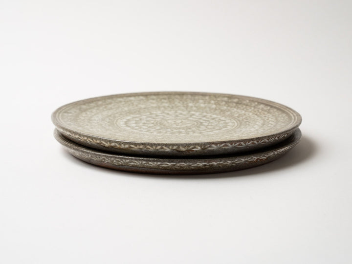 Glass Glazed Mishima hand 19cm Plate - Crafted By Hideki Yamamoto