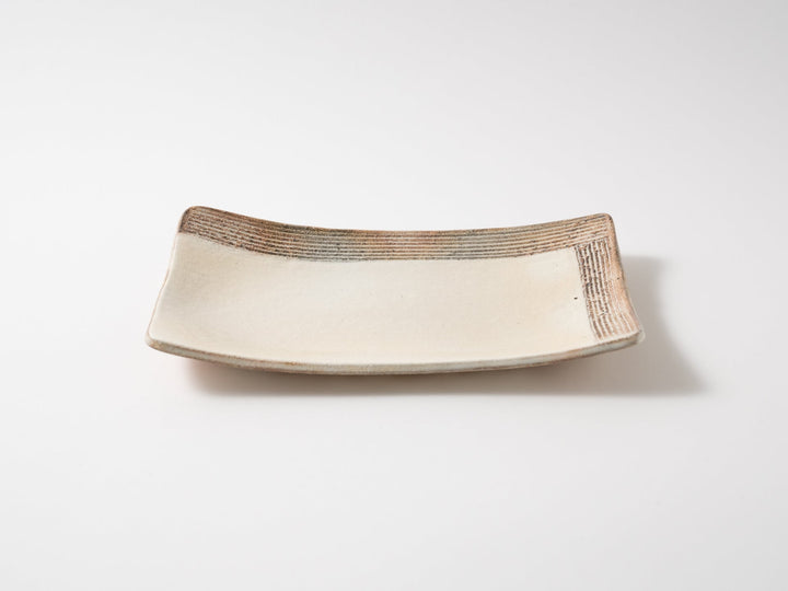 L-Carved Pottery Plate - Crafted By Furutani Pottery
