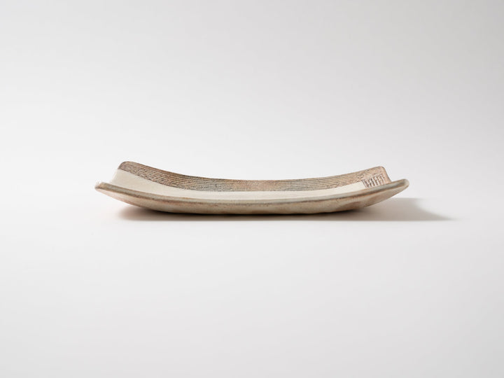 L-Carved Pottery Plate - Crafted By Furutani Pottery