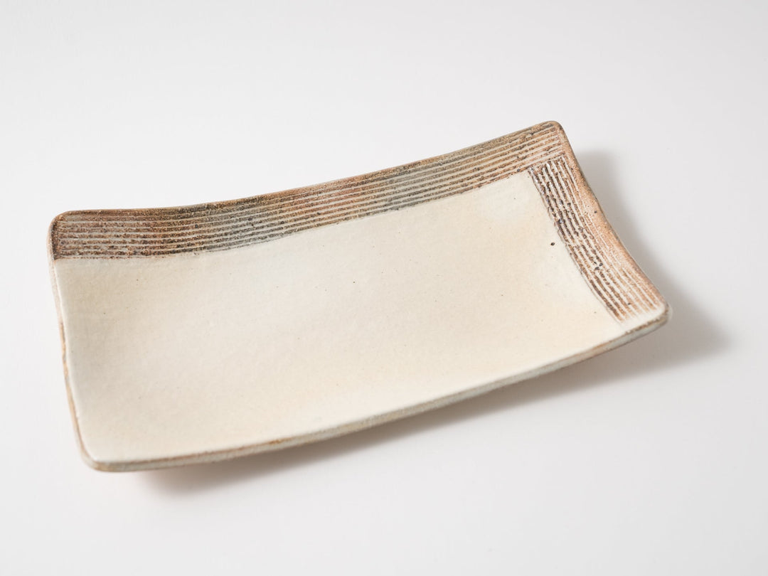 L-Carved Pottery Plate - Crafted By Furutani Pottery