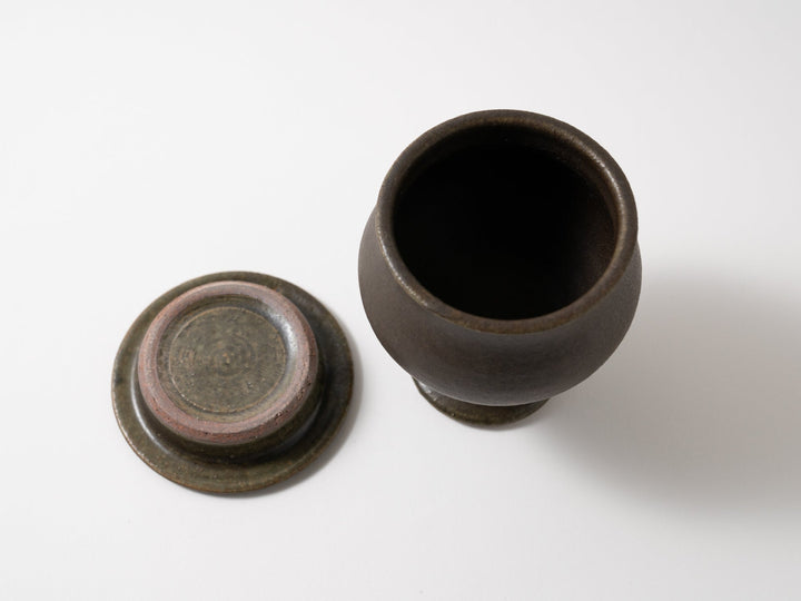 Rust Glazed Compote Canister - Crafted By Furutani Pottery