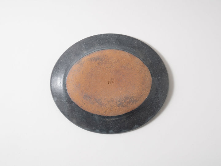 Gray Glazed Oval Rim Plate Small - Crafted By Furutani Pottery
