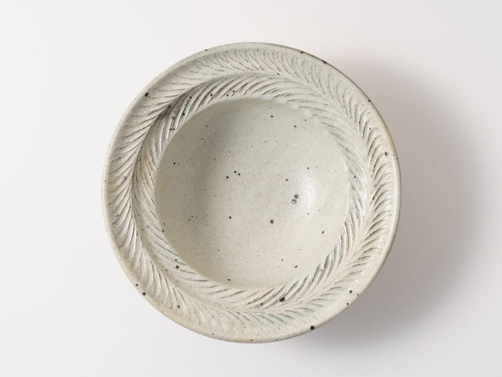 Blue Gray Leaf Rim Bowl Large - Crafted By Furutani Pottery