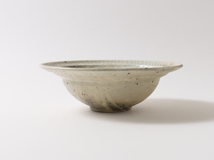 Blue Gray Leaf Rim Bowl Large - Crafted By Furutani Pottery