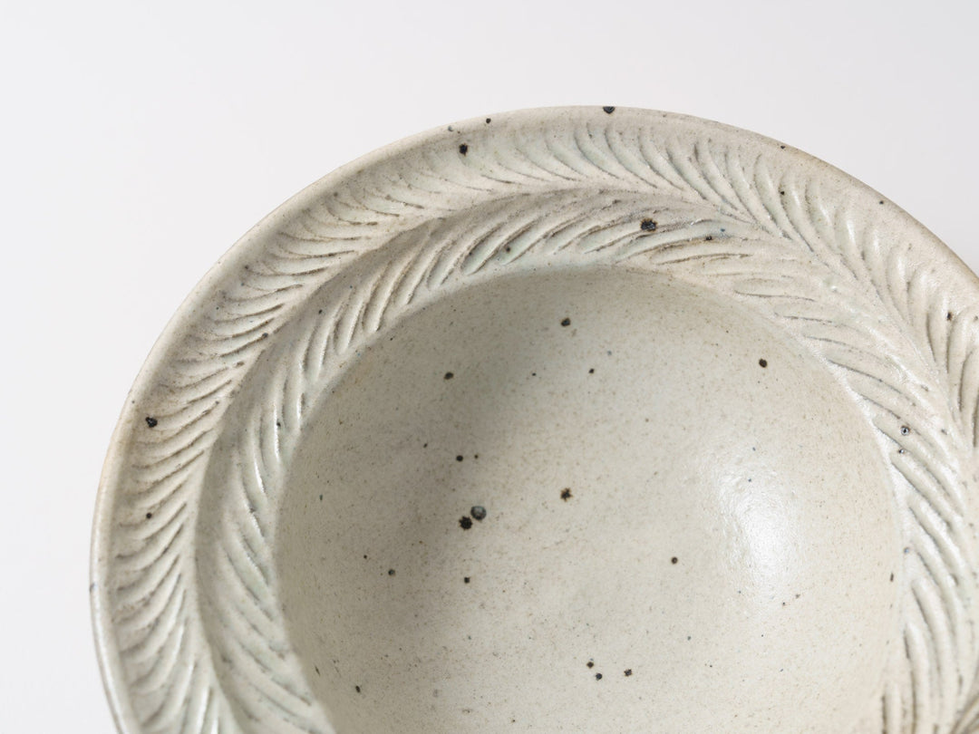 Blue Gray Leaf Rim Bowl Large - Crafted By Furutani Pottery