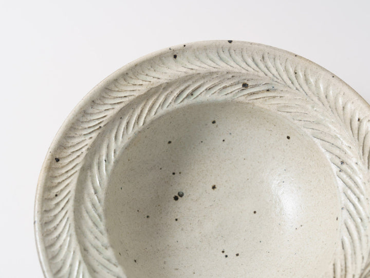 Blue Gray Leaf Rim Bowl Large - Crafted By Furutani Pottery