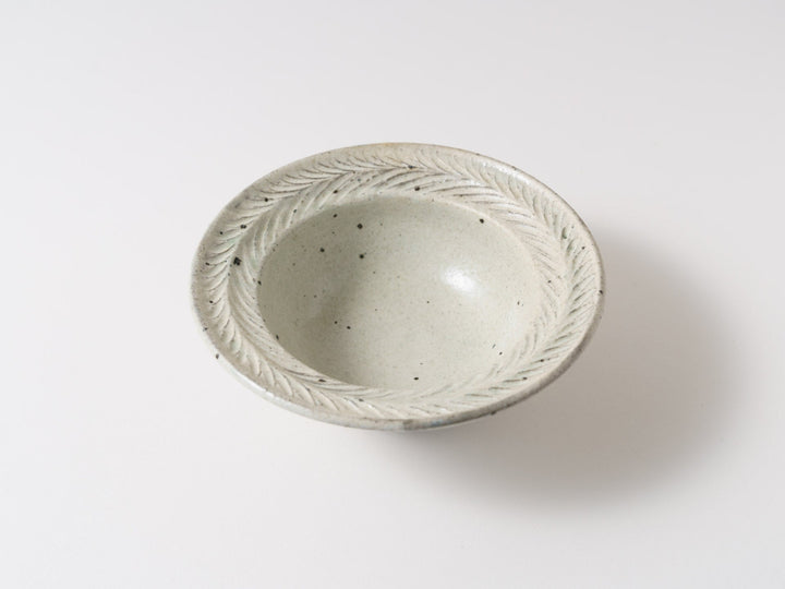 Blue Gray Leaf Rim Bowl Small - Crafted By Furutani Pottery