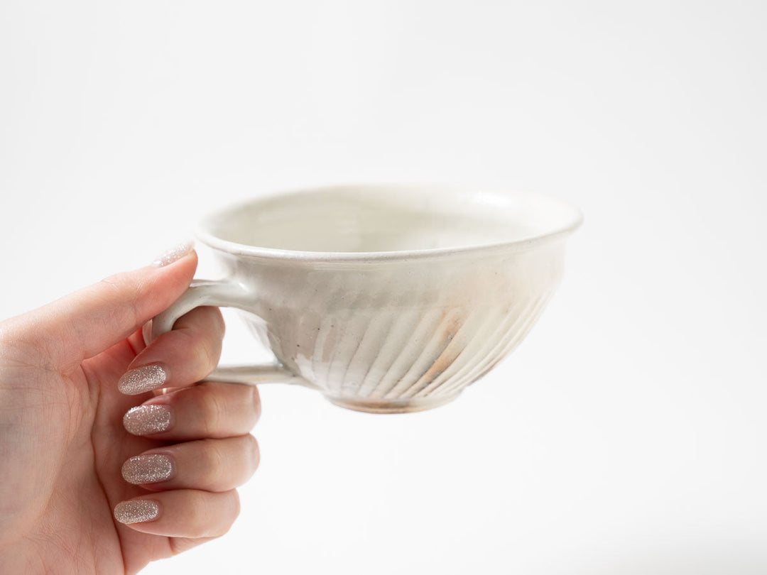 Iron-Speckled Engraved Soup Cup, Round — Hand-Glazed Japanese Pottery by Furutani Pottery