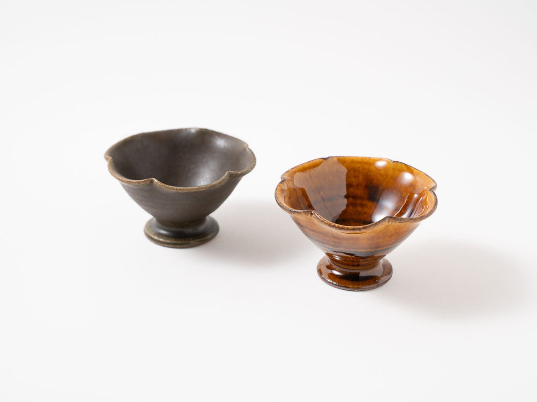 Amber-Glazed Lobed Footed Bowl, Hime — Hand-Glazed Japanese Pottery by Furutani Pottery