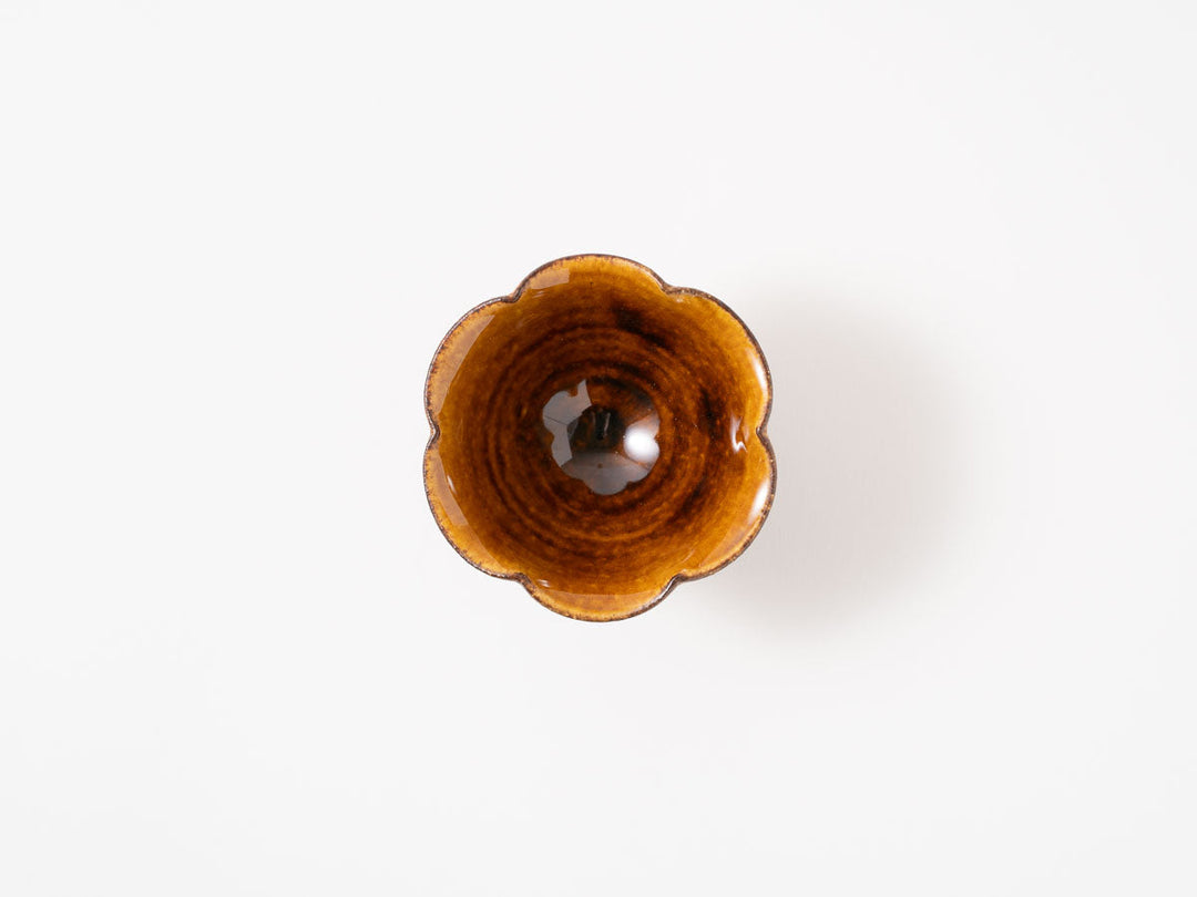 Amber-Glazed Lobed Footed Bowl, Hime — Hand-Glazed Japanese Pottery by Furutani Pottery