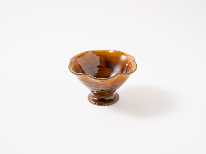 Amber-Glazed Lobed Footed Bowl, Hime — Hand-Glazed Japanese Pottery by Furutani Pottery