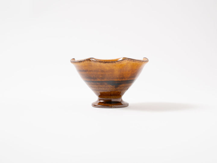 Amber-Glazed Lobed Footed Bowl, Hime — Hand-Glazed Japanese Pottery by Furutani Pottery