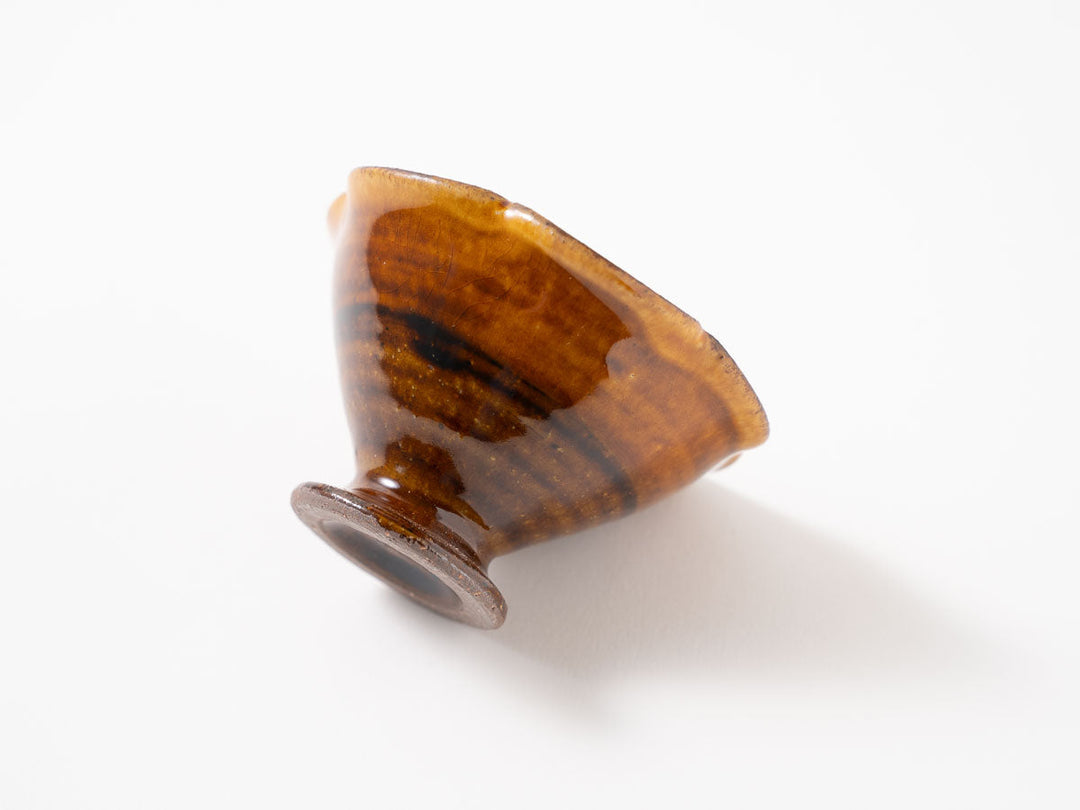 Amber-Glazed Lobed Footed Bowl, Hime — Hand-Glazed Japanese Pottery by Furutani Pottery