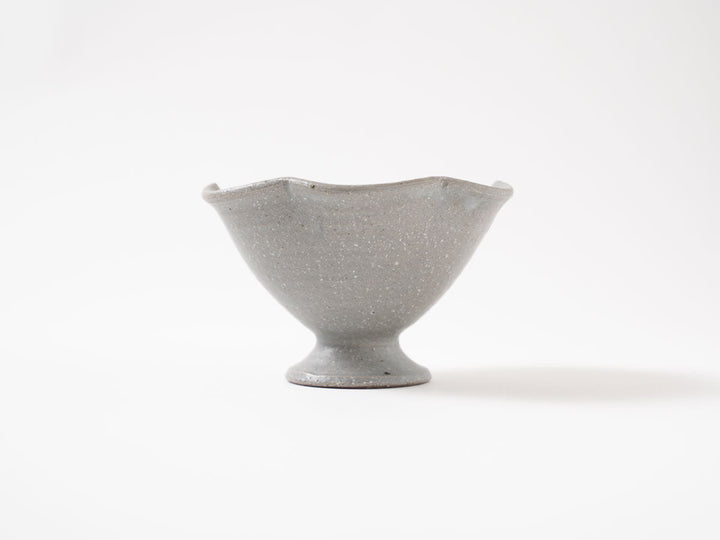 Gray-Glazed Lobed Footed Bowl — Hand-Glazed Japanese Pottery by Furutani Pottery