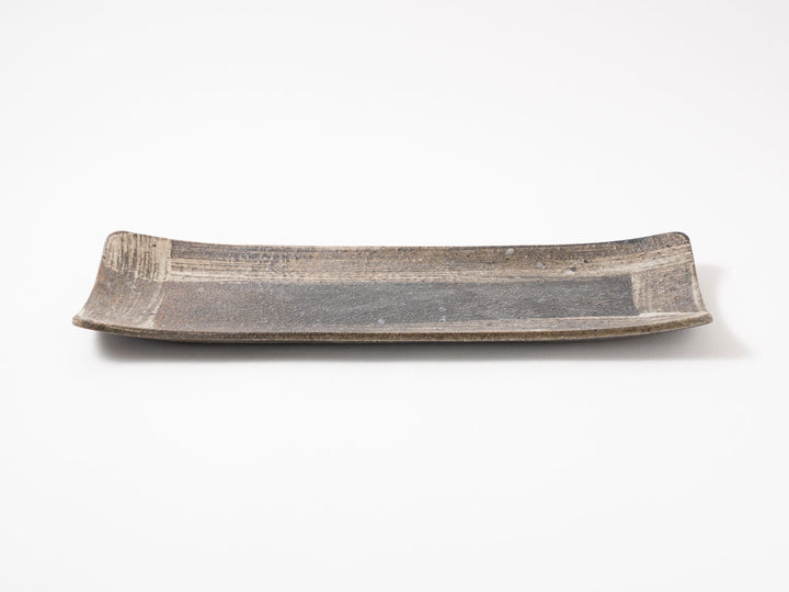 Blue-Gray Hakeme Long Plate — Hand-Glazed Japanese Pottery by Furutani Pottery
