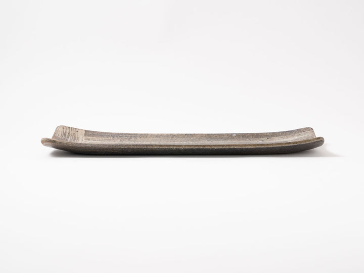 Blue-Gray Hakeme Long Plate — Hand-Glazed Japanese Pottery by Furutani Pottery