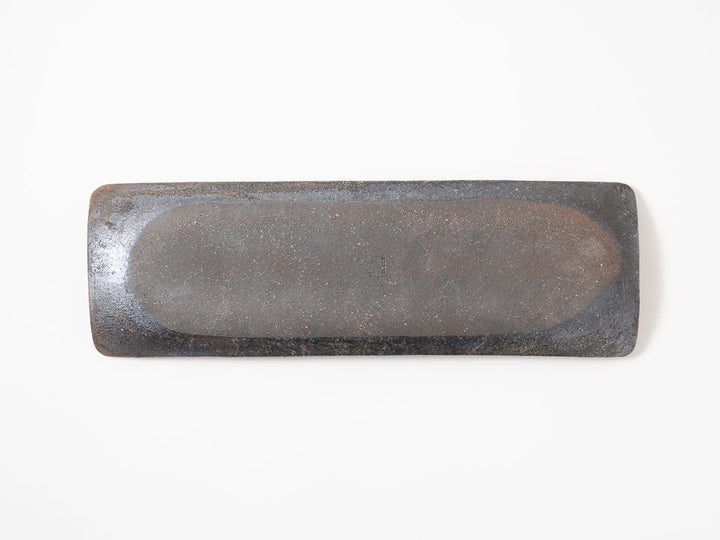 Blue-Gray Hakeme Long Plate — Hand-Glazed Japanese Pottery by Furutani Pottery
