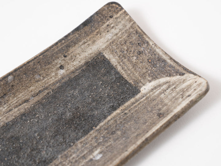 Blue-Gray Hakeme Long Plate — Hand-Glazed Japanese Pottery by Furutani Pottery