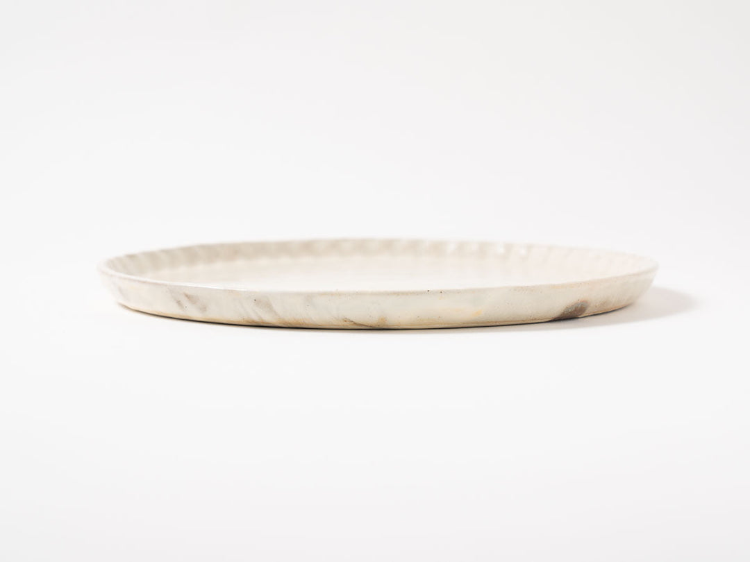 Kohiki Ruffled-Rim Plate, Large — Hand-Glazed Japanese Pottery by Furutani Pottery