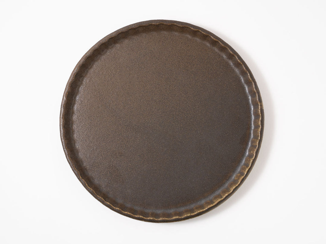 Sabi-Glazed Ruffled-Rim Plate, Large — Hand-Glazed Japanese Pottery by Furutani Pottery