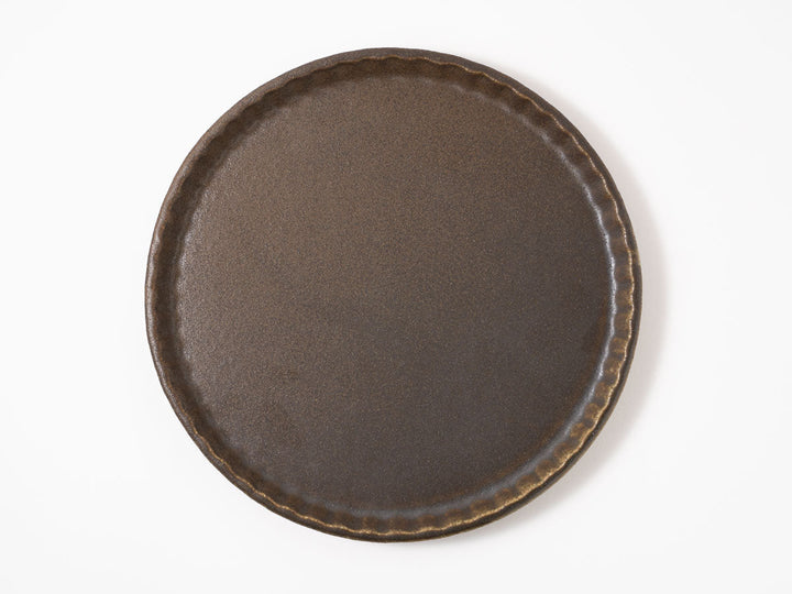 Sabi-Glazed Ruffled-Rim Plate, Large — Hand-Glazed Japanese Pottery by Furutani Pottery
