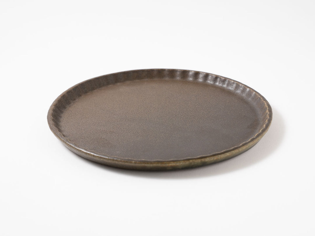 Sabi-Glazed Ruffled-Rim Plate, Large — Hand-Glazed Japanese Pottery by Furutani Pottery