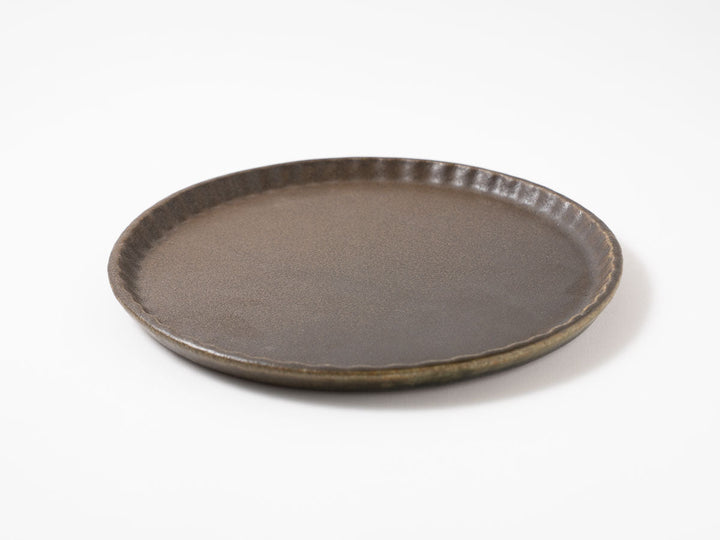 Sabi-Glazed Ruffled-Rim Plate, Large — Hand-Glazed Japanese Pottery by Furutani Pottery