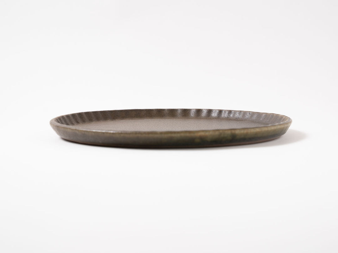 Sabi-Glazed Ruffled-Rim Plate, Large — Hand-Glazed Japanese Pottery by Furutani Pottery