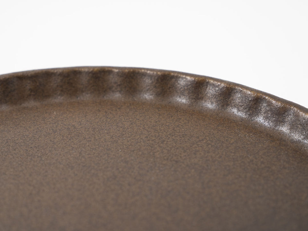 Sabi-Glazed Ruffled-Rim Plate, Large — Hand-Glazed Japanese Pottery by Furutani Pottery
