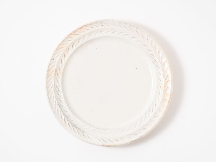Iron-Speckled Leaf-Rim Plate, 7-Sun — Hand-Glazed Japanese Pottery by Furutani Pottery