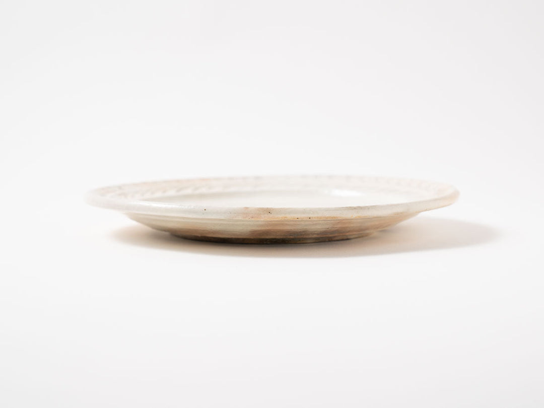 Iron-Speckled Leaf-Rim Plate, 7-Sun — Hand-Glazed Japanese Pottery by Furutani Pottery