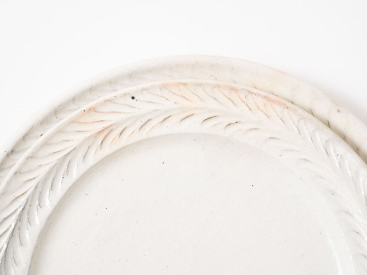 Iron-Speckled Leaf-Rim Plate, 7-Sun — Hand-Glazed Japanese Pottery by Furutani Pottery