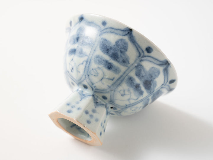 Pedestal Small Bowl, Eight-Petal Floral Crest Crafted By Shotaro Yokota