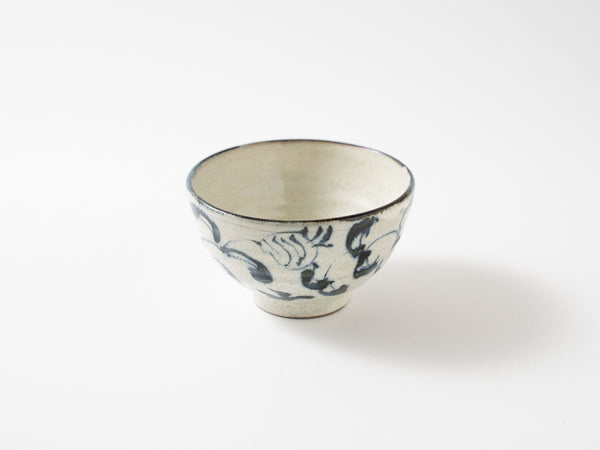 Annan Small Rice Bowl with Water Grass Pattern — Hand-Painted Japanese Porcelain by Katsuro Yokota