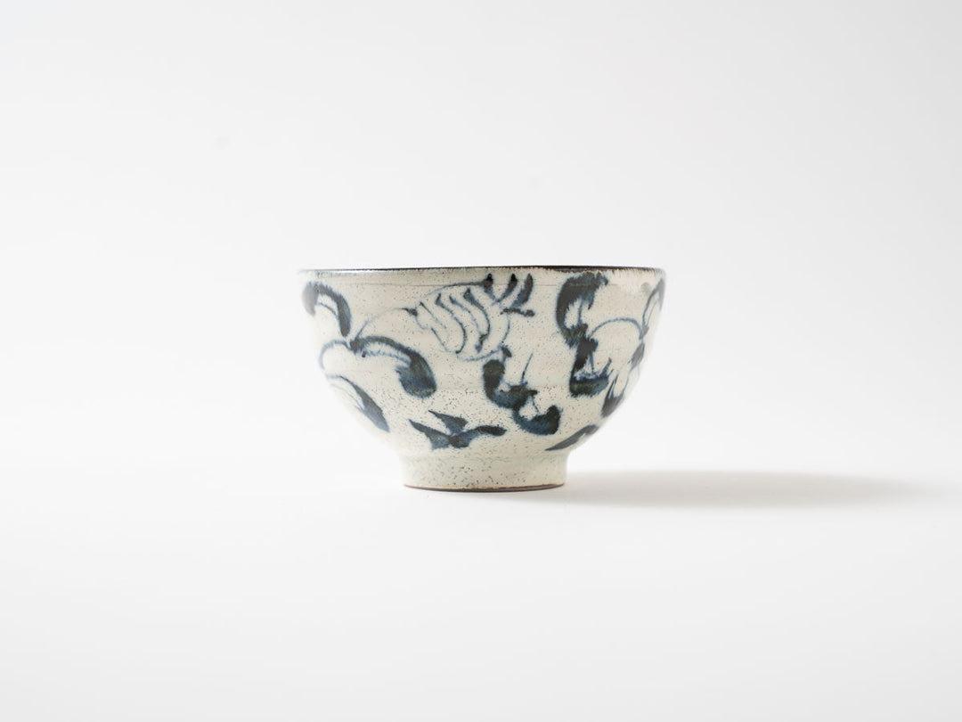 Annan Small Rice Bowl with Water Grass Pattern — Hand-Painted Japanese Porcelain by Katsuro Yokota
