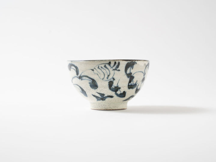 Annan Small Rice Bowl with Water Grass Pattern — Hand-Painted Japanese Porcelain by Katsuro Yokota