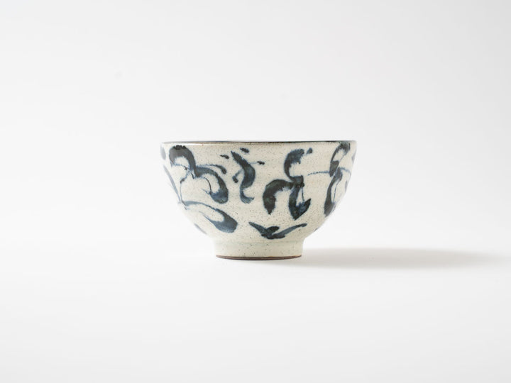 Annan Small Rice Bowl with Water Grass Pattern — Hand-Painted Japanese Porcelain by Katsuro Yokota