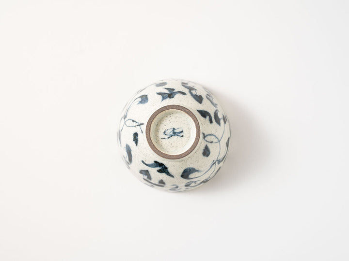 Annan Small Rice Bowl with Water Grass Pattern — Hand-Painted Japanese Porcelain by Katsuro Yokota
