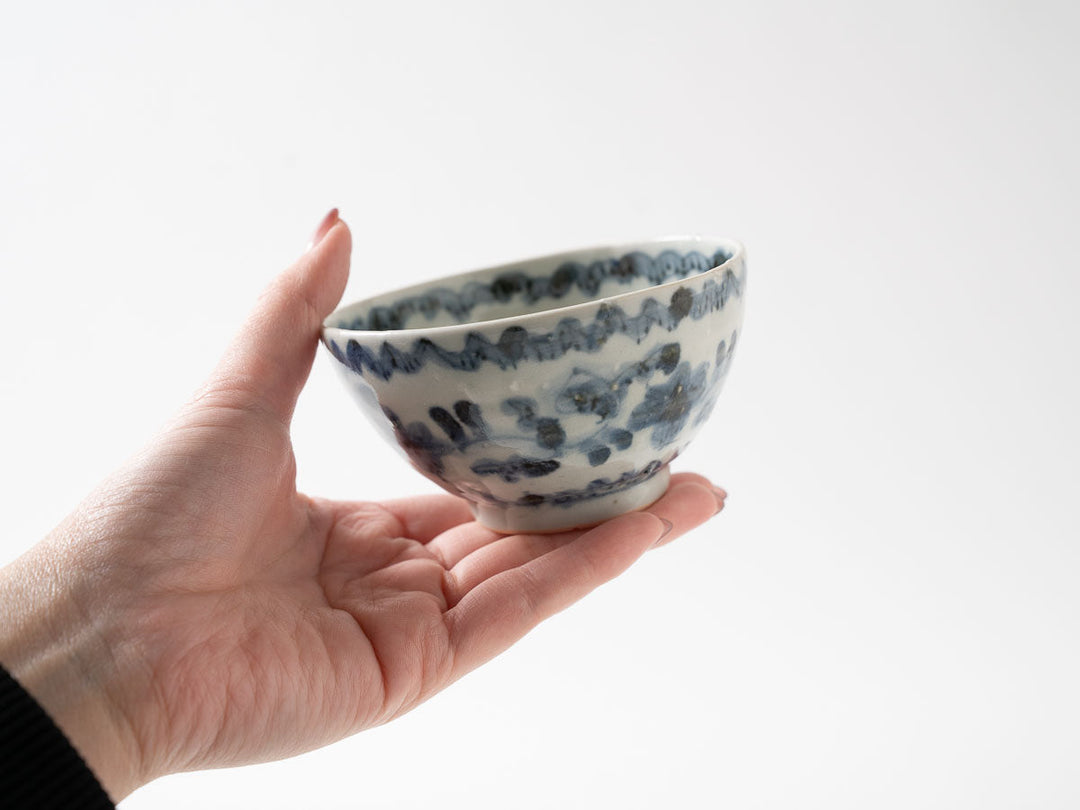 Rice Bowl with Peony Arabesque, Izumiyama Glaze — Hand-Painted Japanese Porcelain by Shotaro Yokota