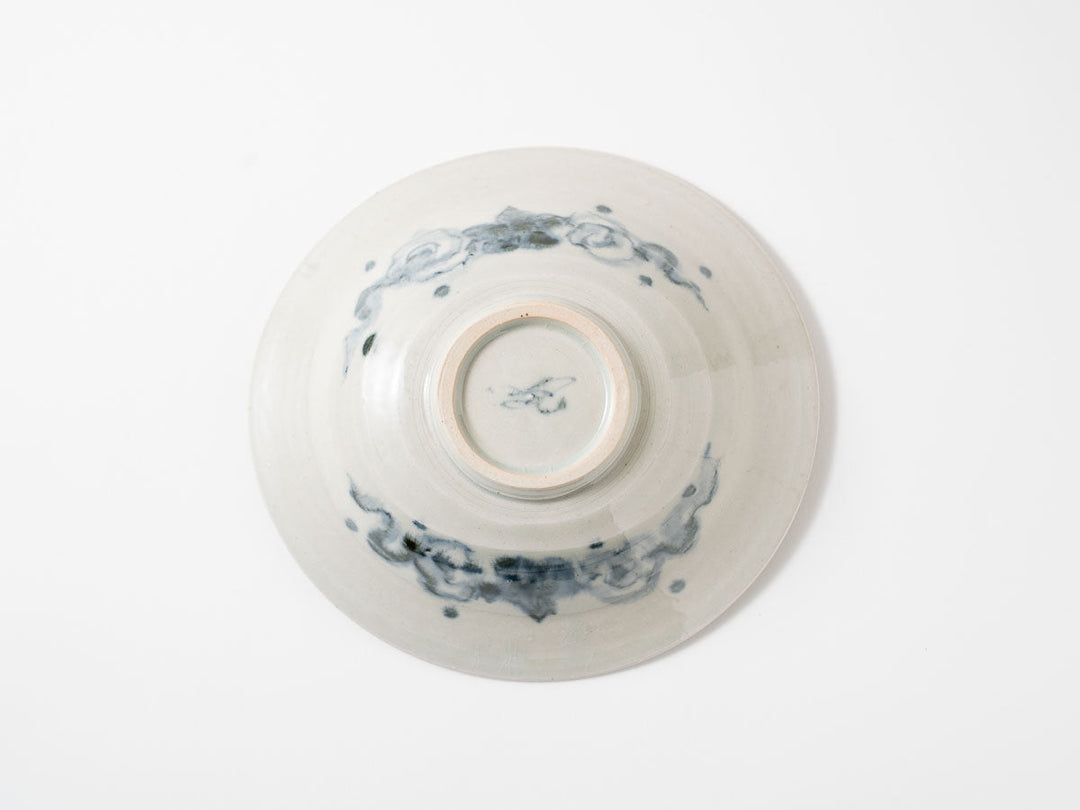 Annan-Style (Porcelain) Rimmed Double-Naburi 7-Sun Bowl, Vined Karakusa Pattern Crafted By Katsuro Yokota