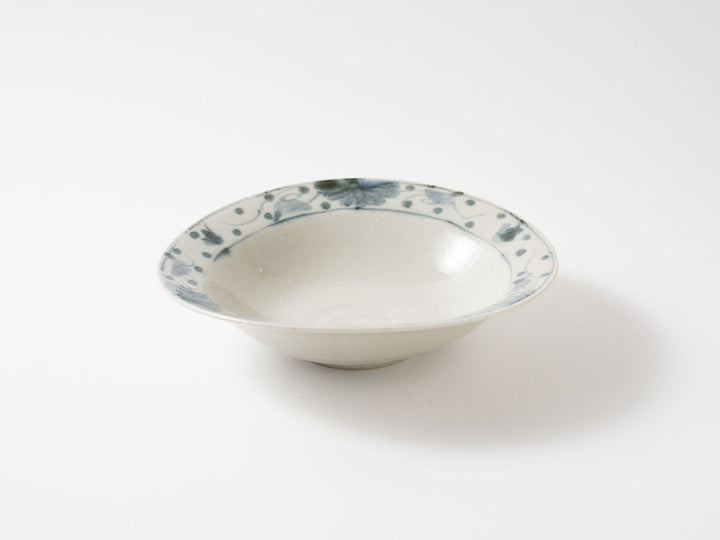 Annan-Style (Porcelain) Rimmed Double-Naburi 7-Sun Bowl, Hana-Karakusa Pattern Crafted By Katsuro Yokota