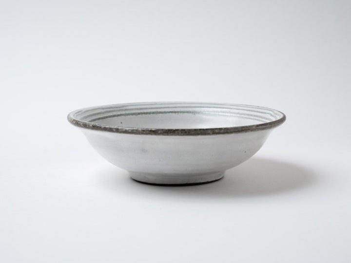 5.5-Sun Flat Pot with White Slip line Carving - Crafted By Tatsuo Otomo
