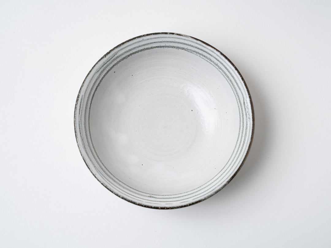 5.5-Sun Flat Pot with White Slip line Carving - Crafted By Tatsuo Otomo