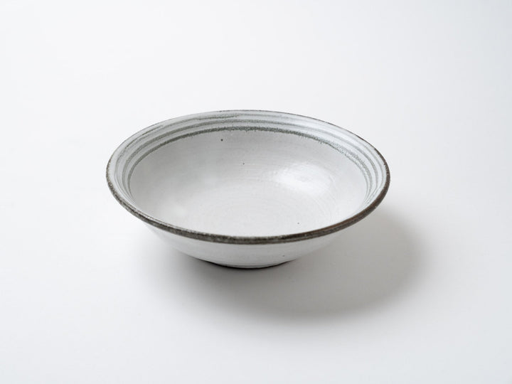 5.5-Sun Flat Pot with White Slip line Carving - Crafted By Tatsuo Otomo